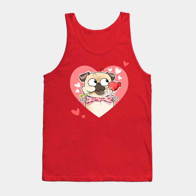 Valentine Rose - fawn pug Tank Top by Inkpug